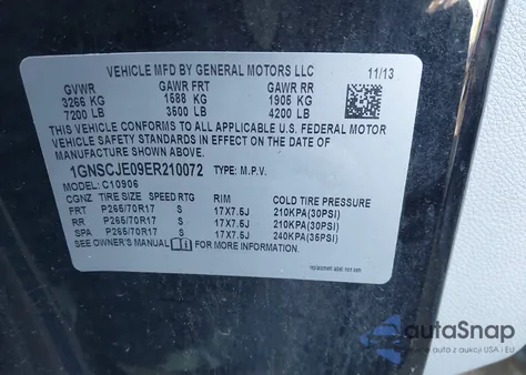 2014 Chevrolet Suburban 1500 Lt z USA, uszkodzony, nr VIN 1GNSCJE09ER210072